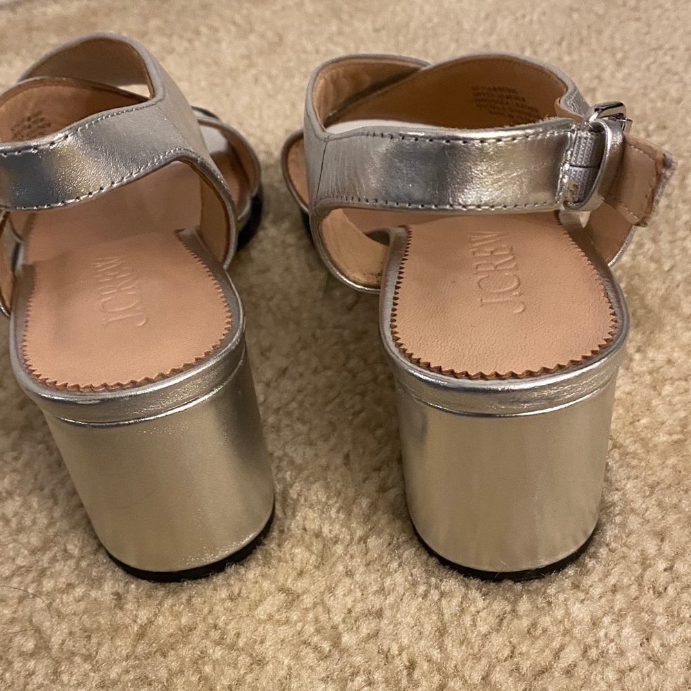 J. Crew Dylan Criss Cross Silver Block Heel Sandals - Picture 6 of 6